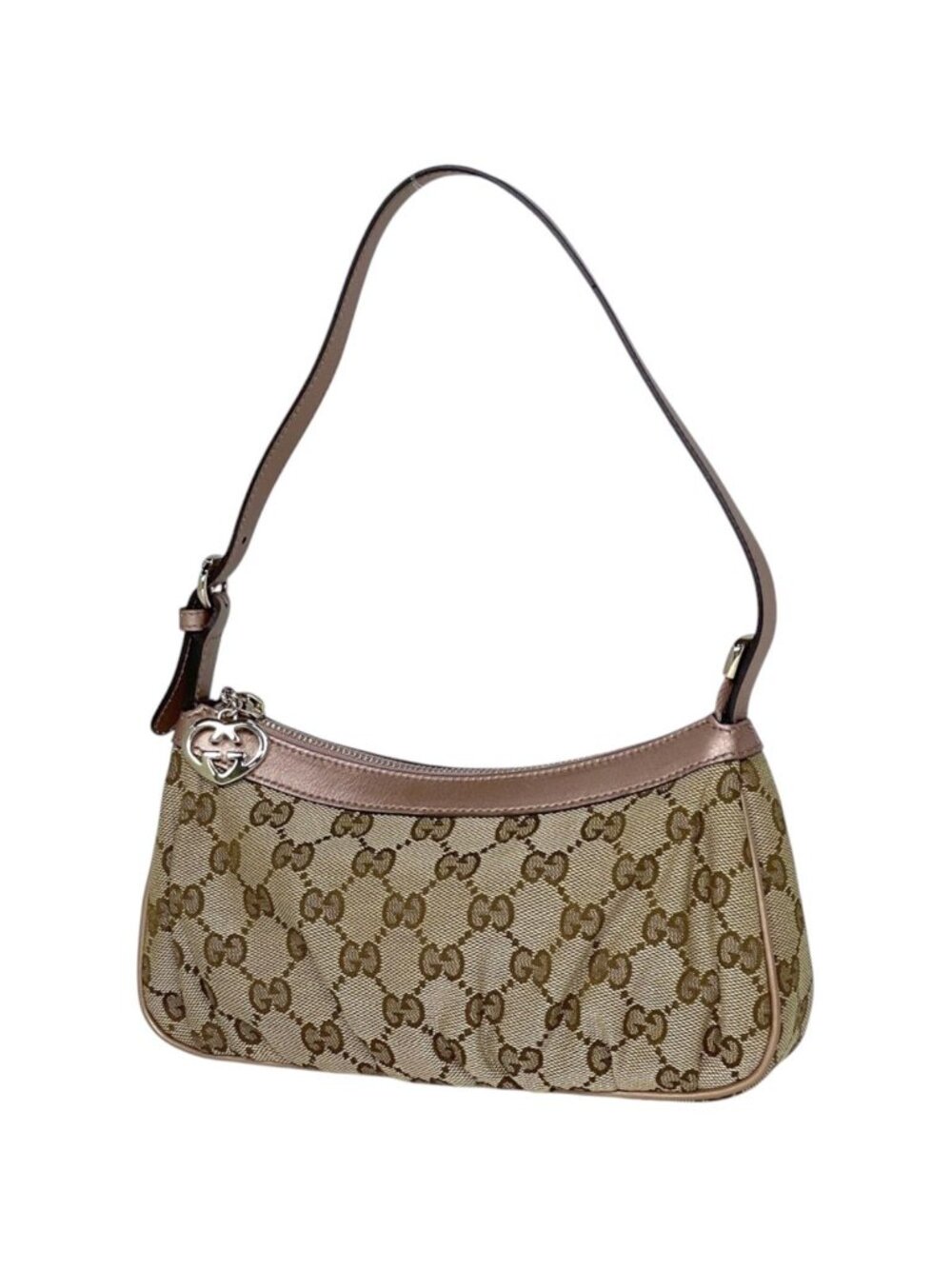 Gucci Handbag Lovely Heart GG Pattern Canvas Beige Pink